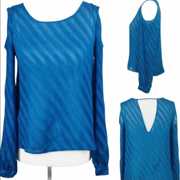 Love Fire Tops - Love Fire Top Cold Shoulder Turquoise Size S
